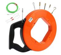 Aiguille Electricien, 50m 4,5mm Tire Fil en Acier Tire Fils Electrique Tire Cable Electrique Aiguille Baguette Tire Fil Electricien avec 2 Ressorts de Guidage et 5 Connecteurs