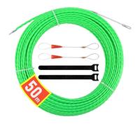Aiguille Electricien 50M, RISVOWO Tire Fils Electrique, Tire Cable avec 2 Tête Flexible de Guidage et 2 sangles, Aiguille Passe Cable, Enfileur Fils électrique pour la Pose de Chemins de Câbles(Vert)