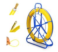 Extralink FRP Tige en fibre de verre, 8 mm de diamètre, 50 m, tube vide avec porte-rouleau et frein, ressort rétractable à haute élasticité et résistance, accessoire de câble en fibre de verre pour