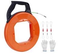 Aiguille tire-fil 30 m avec boîtier de rangement, tire-câble électrique | Tire-fil électrique flexible pour gaines, tire-fil électricien pour installation électrique et fibre optique, avec gants