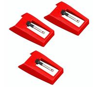 Aiguille Tourne Disque,3 Pièces Tourne Disque Aiguille,Universelles Remplacement Aiguille pour Saphir Platine Vinyle Durable Diamant Platine Vinyle pour Tourne Disque en Vinyle (Rouge)