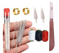 Aiguilles à coudre à gros yeux 34 pièces/ensemble, 5 tailles, aiguilles en acier gros yeux pour la couture la main avec 3 fils de couleur, outils pour les projets de bricolage