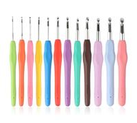 Aiguilles à Crochet Set, Ensemble de 12 pcs Crochet à Tricoter avec Poignées Ergonomiques en Caoutchouc à Prise Souple, Kits de Crochets pour Adultes Débutants, Cadeau Pour Femme Sœur