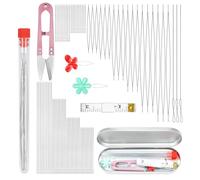 Aiguilles à perles pour fabrication de bijoux, lot de 87 pièces pour fabrication de bracelets, aiguilles à enfiler, pour matelasser, tricoter, projets manuels, , broderie, point de