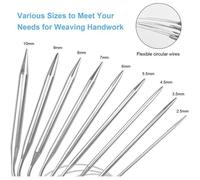 Aiguilles à Tricoter Circulaire2.5mm - 10mm Souple Acier Inoxydable Aiguille de Chandail avec Fil Double Pointe Longue Rond