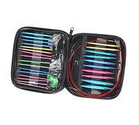 Aiguilles à tricoter circulaires - GOTOTOP - 13 tailles - Aluminium - Sac de travail rose - Flexible