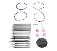 Aiguilles à Tricoter Circulaires Interchangeables, Set de 13 Paires, 40-100 cm, Ergonomiques