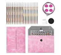 Aiguilles à tricoter interchangeables Deluxe avec 8 pointes (3,5 à 8 mm) et kit d'aiguilles à tricoter circulaires avec sac, porte-point, connecteur de câble