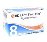 Aiguilles Bd Micro-Fine Ultra 8 Mm Boite De 100