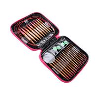 Aiguilles Circulaires Interchangeable Bois, Aiguille A Tricoter Circulaire, Ensemble d'aiguilles interchangeables en bambou carbonisé, aiguilles à tricoter circulaires en aluminium, ensemble d'anneaux