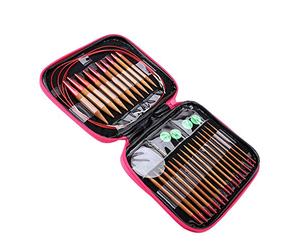 Aiguilles Circulaires Interchangeable Bois, Aiguille A Tricoter Circulaire, Ensemble d'aiguilles interchangeables en bambou carbonisé, aiguilles à tricoter circulaires en aluminium, ensemble d'anneaux