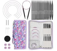 Aiguilles Circulaires Interchangeables en Aluminium - 9 Paires 3,0 à 8,0 mm - Kit Débutant pour Layette, Pull et Écharpe en Violet