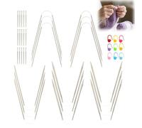 Aiguilles circulaires tricot inox 21-23cm, mini aiguilles circulaires légères 2.0-4.0mm, ensembles d’aiguilles à tricoter circulaires pour chaussettes, manches, tricotin manuel, débutants et experts