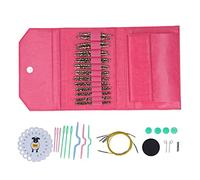 Aiguilles circulaires tricot interchangeables 12 tailles alu avec sac PU rose rouge - durables, anti - rouille, kit complet idéal pour tricoteurs débutants et experts (Rose Rouge)
