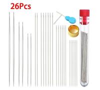 Aiguilles De Perles De 26 Pièces Ensemble Grand Oeil Perlant Les Aiguilles D'acier Inoxydable Longues Aiguilles Droites Bijoux À Bricoler Soi-Même Faisant Des Outils Avec Le Stockage