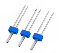 Aiguilles Doubles Stretch 2mm 3pcs Kit Maille Aiguilles Doubles(7 grooves) | 3 aiguilles stretch 2mm, acier inoxydable, pour maille élastique, points parallèles parfaits, boîte incluse