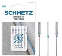 SCHMETZ Aiguilles pour machines à coudre | 5 Aiguilles pour Surpiquer (5 aiguilles pour surpiqûre) | 130 N | Grosseur d'aiguille 2x 80/12, 2x 90/14 et 1x 100/16