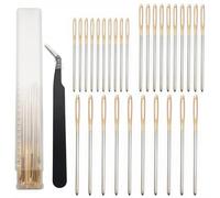 Aiguilles Repriser, Dujelixa Aiguilles Coudre, Aiguilles Laine (10pièces * 2,0 * 70mm +10pièces * 2,0 * 60mm+10pièces * 1,25 * 52mm) + Pincettes à coude, aiguilles queue dorées pour point croix, pulls