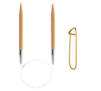Aiguilles tricoter circulaires ChiaoGoo de 81 cm (32 pouces) en bois, taille US 19 (15 mm), lot avec 1 porte-mailles Artsiga Crafts 2032-19