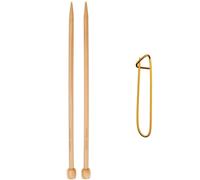Aiguilles tricoter droites ChiaoGoo, 30 cm (12 pouces), bambou naturel, taille US 8 (5 mm), lot avec 1 porte-mailles Artsiga Crafts 1012-8