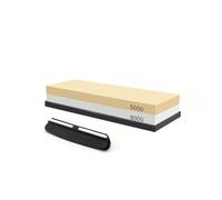 Aiguiseur à hache Pierre à aiguiser, Affûteur de couteaux, lot 3 pierres à aiguiser double face, base en bambou, guide d'angle(5000 8000 Set)