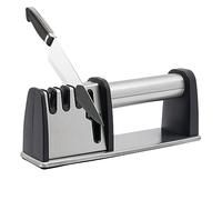 Aiguiseur Couteau 4 en 1 avec Fente Ciseaux, 3 Étages Tungstène Diamant Céramique, Base Antidérapante, Affûteur Compact pour Couteaux de Chef, Ciseaux et Lames de Poche