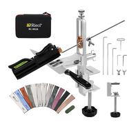 Aiguiseur Couteaux Manuel Professionnel, Affûteur de Couteaux à Angle Fixe Rotatif Kit de Système d'Affûtage Couteaux à Cuisine Acier Inoxydable avec 11 Pierres et 1 Cuir