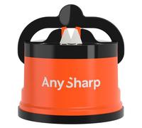 Aiguiseur de Couteaux AnySharp Pro en Métal, Sécurité Mains Libres, Ventouse PowerGrip, Affûte Tous les Couteaux de Cuisine, Idéal pour l'Acier Trempé & Dentelé | Le Meilleur au Monde, Mandarine