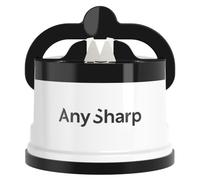Aiguiseur de Couteaux AnySharp Pro en Métal, Sécurité Mains Libres, Ventouse PowerGrip, Affûte Tous les Couteaux de Cuisine, Idéal pour l'Acier Trempé & Dentelé | Le Meilleur au Monde, Blanc