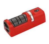 Aiguiseur de couteaux de cuisine électrique, aiguiseur couteaux automatique avec base antidérapante et réglage en 3 étapes, outil compact et sans fil pour ménagers (rouge), électrique
