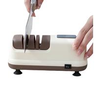 Aiguiseur De Couteaux Électrique | 4 rainures gros grain et fin pour ciseaux et tondeuse - Avec base ventouse, recharge USB, affûteur cutter cuisine,Pour Chefs, Travaux De Jardinage, Scie, Rasoir,