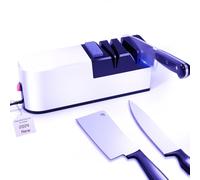 Aiguiseur de couteaux électrique, système d'affûtage de couteaux 5 en 1 avec lame droite, affûteur de couteaux diamant professionnel pour l'affûtage grossier (SY1)