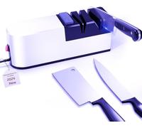 Aiguiseur de couteaux électrique, système d'affûtage de couteaux 5 en 1 avec lame droite, affûteur de couteaux diamant professionnel pour l'affûtage grossier (SY1)