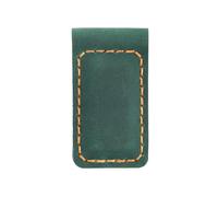 AIGUONIU Crazy Horse Pince à billets en cuir véritable - Porte-billets magnétique vintage avec coutures à la main | Marque-page en cuir pleine fleur, vert, Vintage