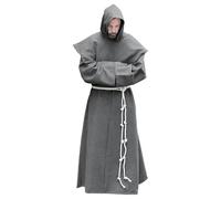 AIHERQG Costume de moine Renaissance, habit de clergé, scapulaire, robe de saint religieux, capuche de prêtre for homme, tailles S à 5XL(Gray1,M)