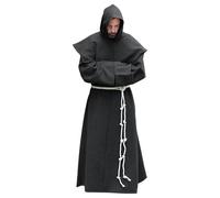 AIHERQG Costume de moine Renaissance, habit de clergé, scapulaire, robe de saint religieux, capuche de prêtre for homme, tailles S à 5XL(Black1,XL)