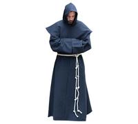AIHERQG Costume de moine Renaissance, habit de clergé, scapulaire, robe de saint religieux, capuche de prêtre for homme, tailles S à 5XL(Blue1,5XL)