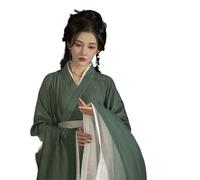 AIHERQG Ensemble Hanfu traditionnel chinois for femme, costume de cosplay féminin, veste verte d'été avec robe blanche(L)