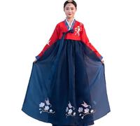 AIHERQG Hanbok - ensemble de robe à manches longues for femmes, tenue traditionnelle coréenne, Costume de danse de mariage, de palais, d'halloween, Cosplay(Red Blue,M)