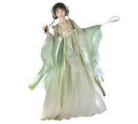 AIHERQG Hanfu - Costume traditionnel chinois de fée de la dynastie Tang for femme, robe de princesse orientale de la dynastie Han(Beige,S)