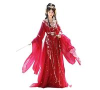 AIHERQG Robe de Danse Traditionnelle Chinoise Hanfu Vintage for Femmes, Ensemble de Costumes de fée Cosplay, Tenues de Princesse élégantes Rouges(S)