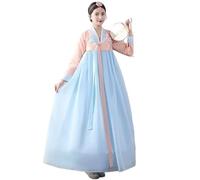 AIHERQG Robe Hanbok coréenne for femme, costume de danse traditionnelle de scène, vêtements asiatiques, palais des dames, tissu de danse de mariage coréen(Blue,M)
