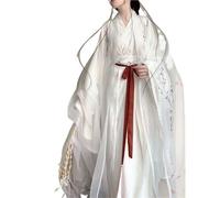 AIHERQG Robe Hanfu chinoise for femme, costume traditionnel ancien de cosplay, robe blanche et rouge for fête d'anniversaire vintage(White set,S)