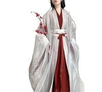 AIHERQG Robe Hanfu chinoise for femme, costume traditionnel ancien de cosplay, robe blanche et rouge for fête d'anniversaire vintage(White-red set,M)