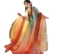 AIHERQG Robe Hanfu for femme, tenue traditionnelle chinoise brodée, costume de carnaval, de fée, de cosplay, orange, grande taille, XL(Style a Set,S)