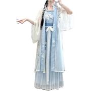 AIHERQG Robe Hanfu grande taille 10XL for femmes, ensembles chinois anciens, costume de cosplay surdimensionné, robe de soirée bleu clair vintage(4XL)