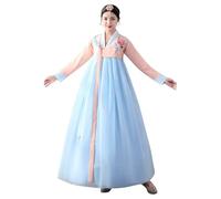 AIHERQG Robe Traditionnelle Coréenne Hanbok for Femme, Costume De Danse De Mariage Coréen, Costume Oriental Dae Jang Geum for La Scène.(Pink/blue,L)