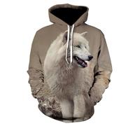 AIHERQG Sweat à Capuche imprimé 3D Motif Loup Blanc for Homme, Femme et Enfant, survêtement(XL)
