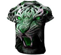 AIHERQG T-Shirt imprimé Lion 3D for Homme, Style Hip-hop Y2K, décontracté, Estival, à Manches Courtes, Style Harajuku(TX-BZ16,S)