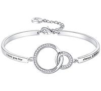 Aihitero Bracelet jonc « I Love You for Always and Forever » - Cadeau d'anniversaire de mariage de Noël pour petite amie, épouse, tante, maman, fille, sœur, 7 25 inch, Or blanc, Oxyde de zirconium